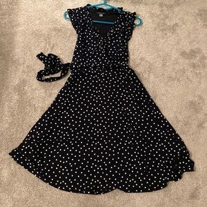 Tommy Hilfiger Navy and White Polka Dot Dress